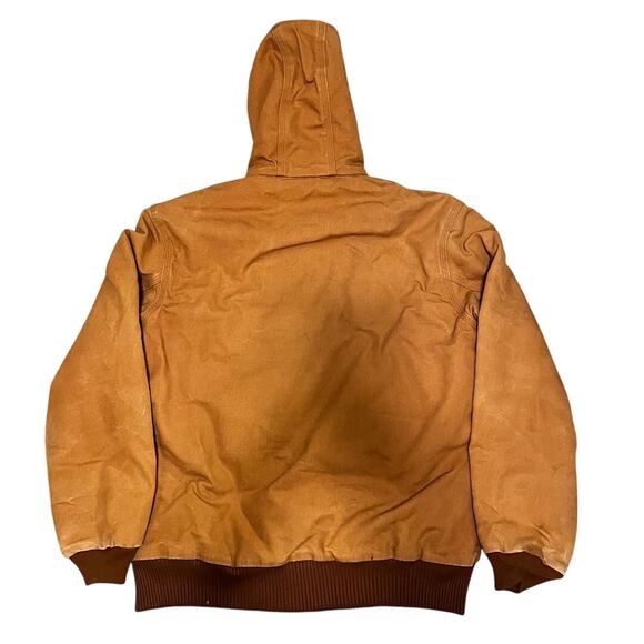 Carhartt J140 Tan Duck Hooded Jacket Mens Size M Workwear Streetwear Skatestyle - Picture 2 of 12